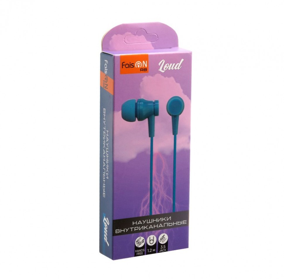 Наушники с микрофоном Faison R8 Loud 1.2м синии