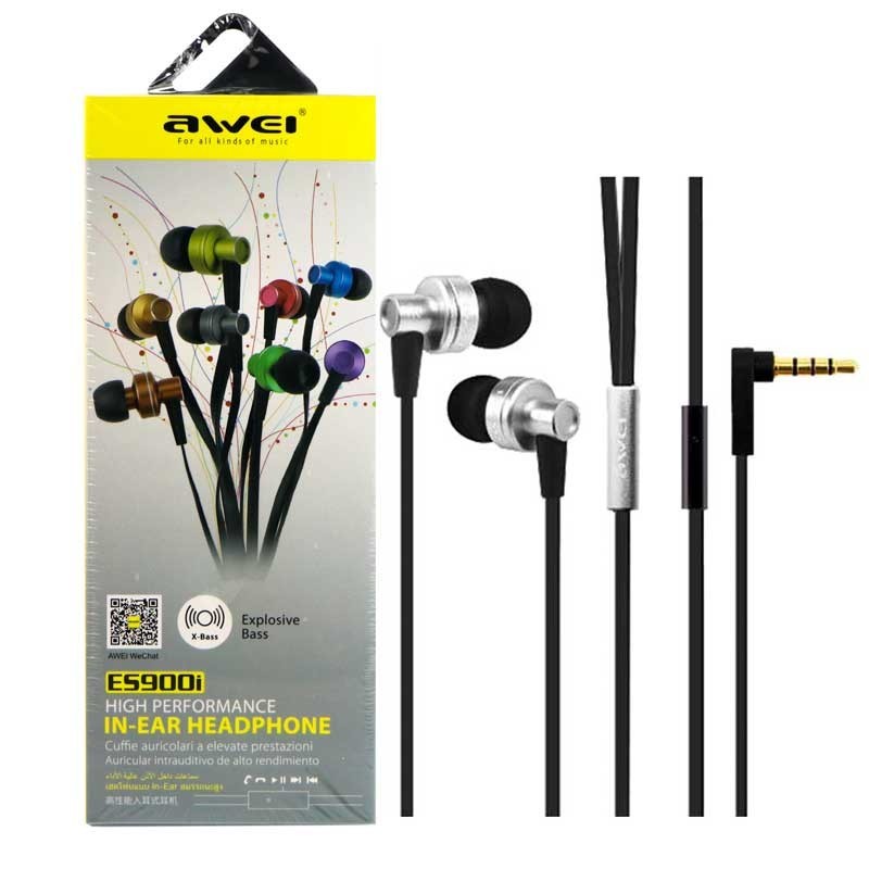 Стереонаушники AWEI с микрофоном ES900i чёрные