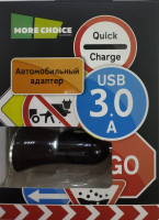 Автомобильное заряд. устр. MoreChoise AC22QC 1USB 3A черное