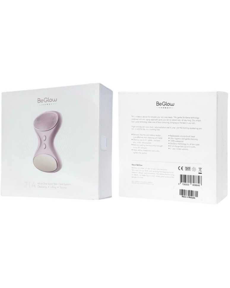 Аппарат для ультразвуковой чистки и массажа лица BeGlow Tia розовый