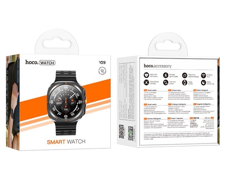 Смарт-часы Hoco Y29 GPS Smart Watch черные