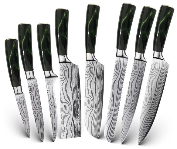 Набор кухонных ножей Xiaomi Spetime 8-Piece Steel Kitchen Knife Set (8 ножей) зеленый