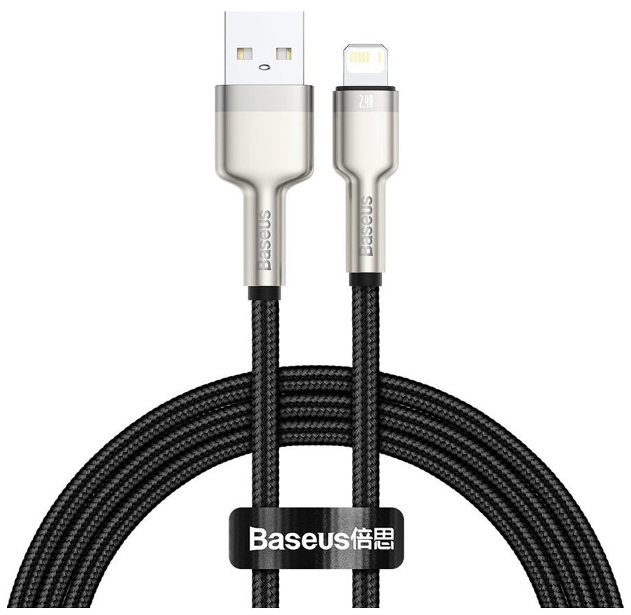 Usb Кабель-зарядка Lightning Baseus Cafule 2.4A 25см (CALJK-01) черный