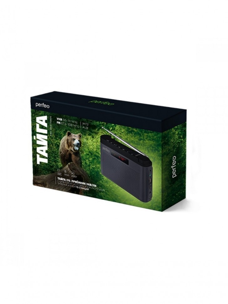 Perfeo мини-аудио Тайга, FM, MP3 (USB/microSD), AUX, (PF_C4941) коричневый