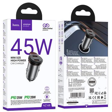 Автомобильное заряд. устр. Hoco NZ16B 2C 45W серый