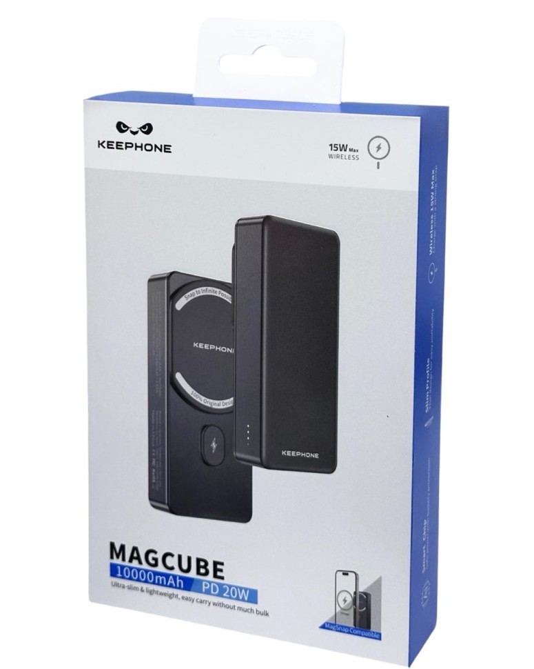 Powerbank с беспроводной зарядкой Keephone PB-37 10000mAh 1C 20W KPMAGPB-37GL серый