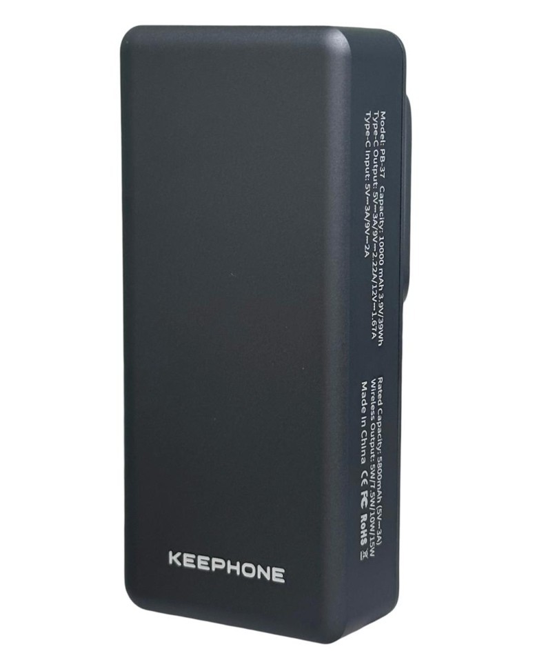 Powerbank с беспроводной зарядкой Keephone PB-37 10000mAh 1C 20W KPMAGPB-37GL серый
