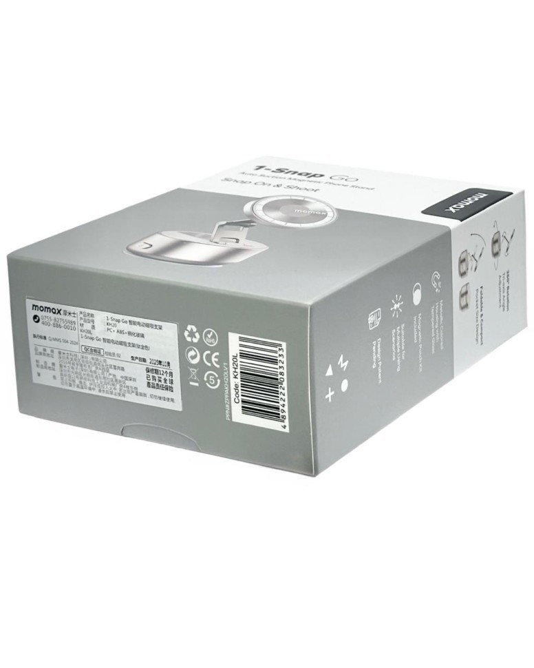 Подставка для смартфона Momax 1-Snap Go Auto Suction Magnetic Phone Stand KH20L титан