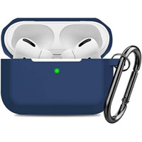 Силиконовый чехол для AirPods Pro c карабином синий