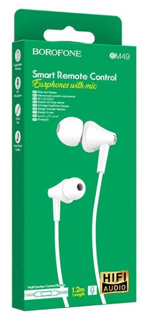 Наушники с микрофоном Borofone BM49 Player 1.2м белые