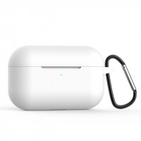 Силиконовый чехол для AirPods Pro c карабином белый