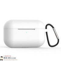Силиконовый чехол для AirPods Pro c карабином белый