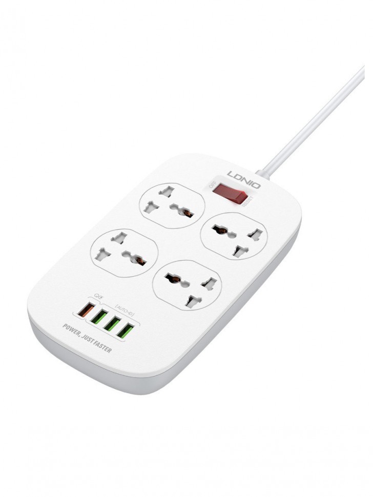 Сетевой фильтр LDNIO SC4407 2м/4 розетки/4 USB белый