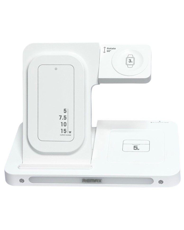 Беспроводное зарядное устройство 3in1 смартфон/Watch/AirPods Remax RP-W83 23Вт белое
