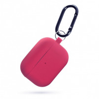 Силиконовый чехол для AirPods Pro c карабином малиновый