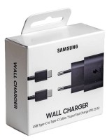 Сетевое зар. устр. для Samsung 25W TYPE-C с кабелем T-C - T-C в упаковке черное (High copy)
