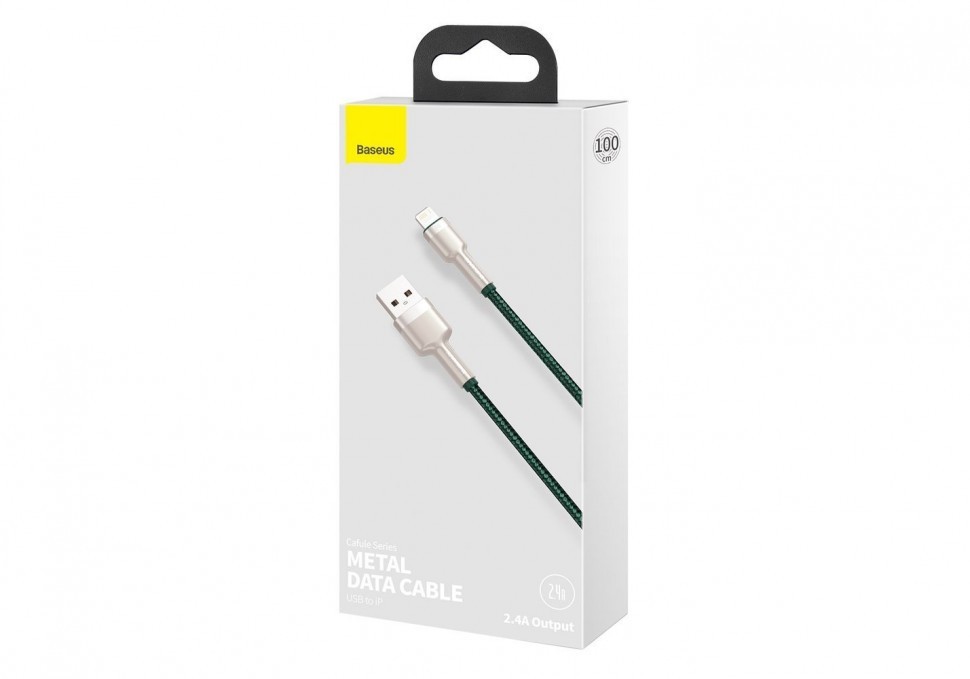 Usb Кабель-зарядка Lightning Baseus Cafule Metal 2.4A 1м (CALJK-A06) зеленый