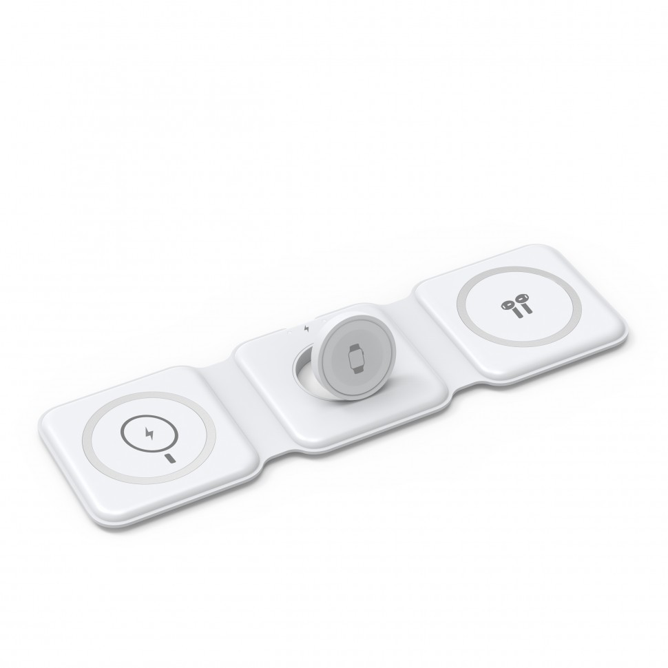 Беспроводное зарядное устройство WIWU 3in1 для Phone+Watch+Pods M6 белое