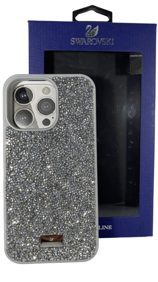 Накладка для i-Phone 13 Pro Max 6.7" Swarovski серебристый