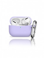 Силиконовый чехол для AirPods Pro c карабином сиреневый