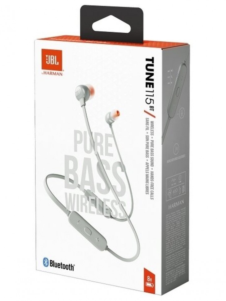 Беспроводные наушники для спорта JBL T115BT серые