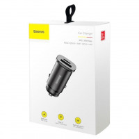 Автомобильное заряд. устр. Baseus Square Metal 1USB+1C 30W (CCALL-AS01) черное