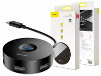 TYPE-C USB концентратор Xaб 3.0 Baseus Round Box A to USB3.0*1+USB2.0*3 (CAHUB-G01) черный