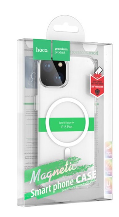 Накладка для i-Phone 15 Pro Max Hoco Magnetic series силикон прозрачный