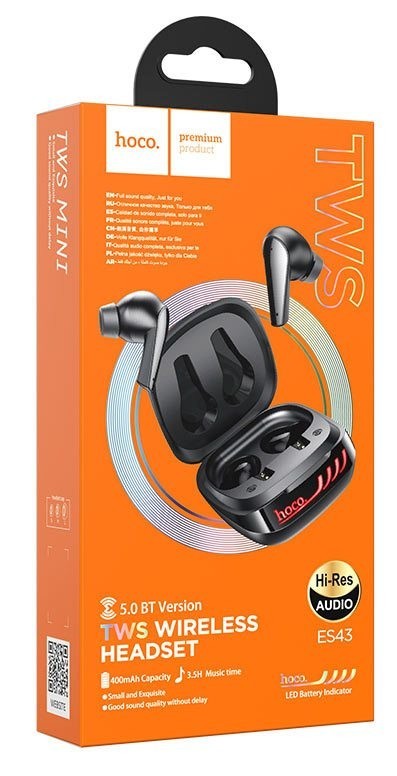 Беспроводные наушники TWS Hoco ES43 BT5.0/40mAh (400mAh)/4ч черные