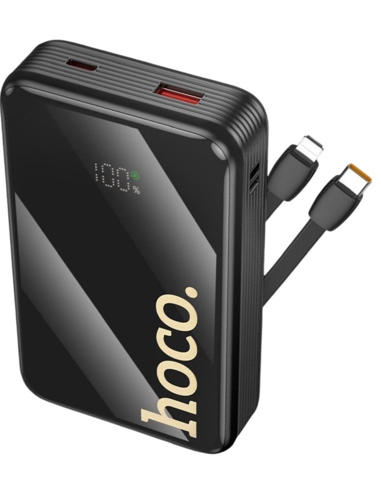 Powerbank Hoco Q37A 20000mAh 22.5W+PD20W 1USB/1C с проводом Type-C/Lightning черный Powerbank Hoco Q37A 20000mAh 22.5W+PD20W 1USB/1C с проводом Type-C/Lightning черный