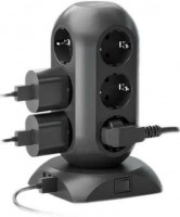 Сетевой фильтр Tessan 12 розеток, 3 USB, 1.5м чёрный