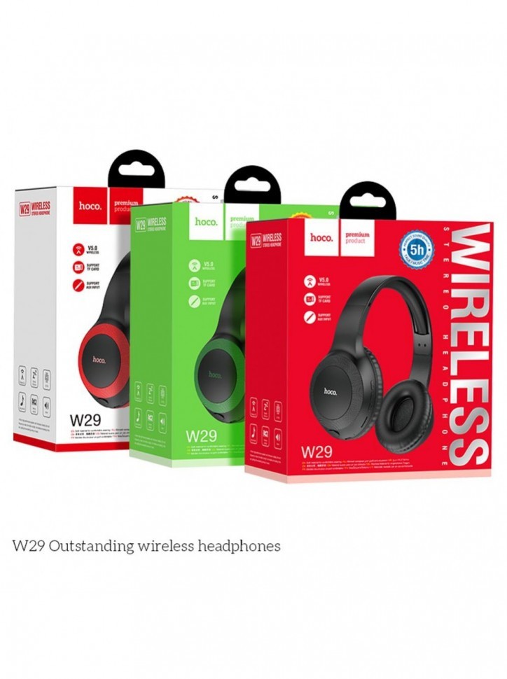 Стереонаушники полноразмерные Hoco W29 Outstanding с микрофоном V5.0 красный