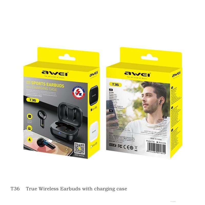 Беспроводные наушники TWS Awei T36 TWS IPX4 V5.0 сенсорные белый