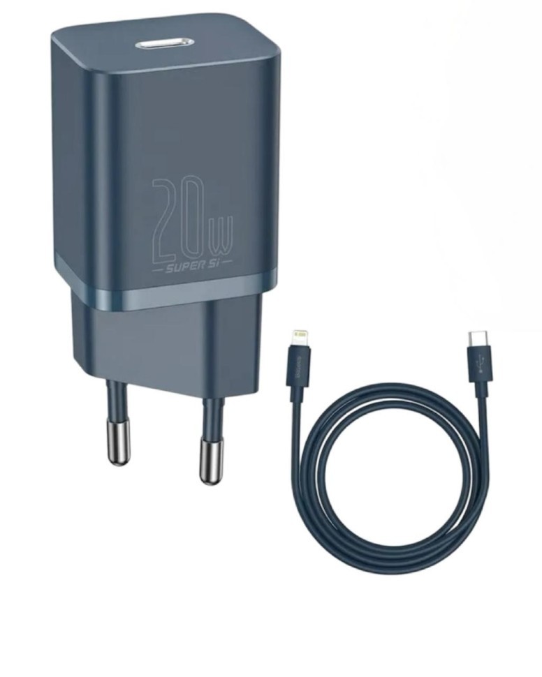 Сетевое зар. устр. Baseus Super Si 1C кабель Lightning 20W (TZCCSUP-B03) синее