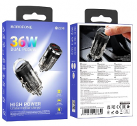 Автомобильное заряд. устр. Borofone BZ29A 1USB/1C 36W черное