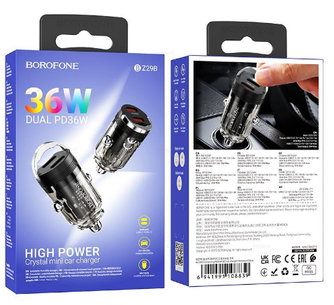 Автомобильное заряд. устр. Borofone BZ29A 1USB/1C 36W черное Автомобильное заряд. устр. Borofone BZ29A 1USB/1C 36W черное