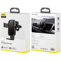 Держатель в автомобиль в воздуховод Baseus Explore c беспроводной зарядкой WXYL-K01 черный