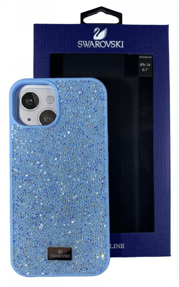 Накладка для i-Phone 14 6.1" Swarovski голубой