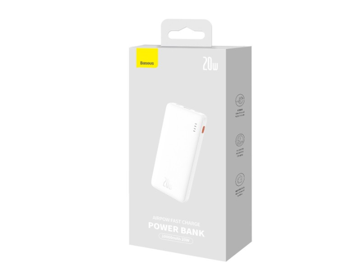 Powerbank Baseus Airpow с кабелем Type-C 10000mAh 1USB/2C 20W (PPQD090002) белый
