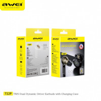 Беспроводные наушники TWS Awei T12P TWS IPX4 V5.0 сенсорные чёрный