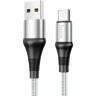 Usb Кабель-зарядка Type-C Hoco X50 Excellent 3A 1м в тканевой оплётке серый