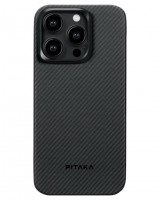 Накладка для i-Phone 15 Pro Max 6.7&quot; Pitaka Magez Case 4 Aramid Fiber 600D черно-серый