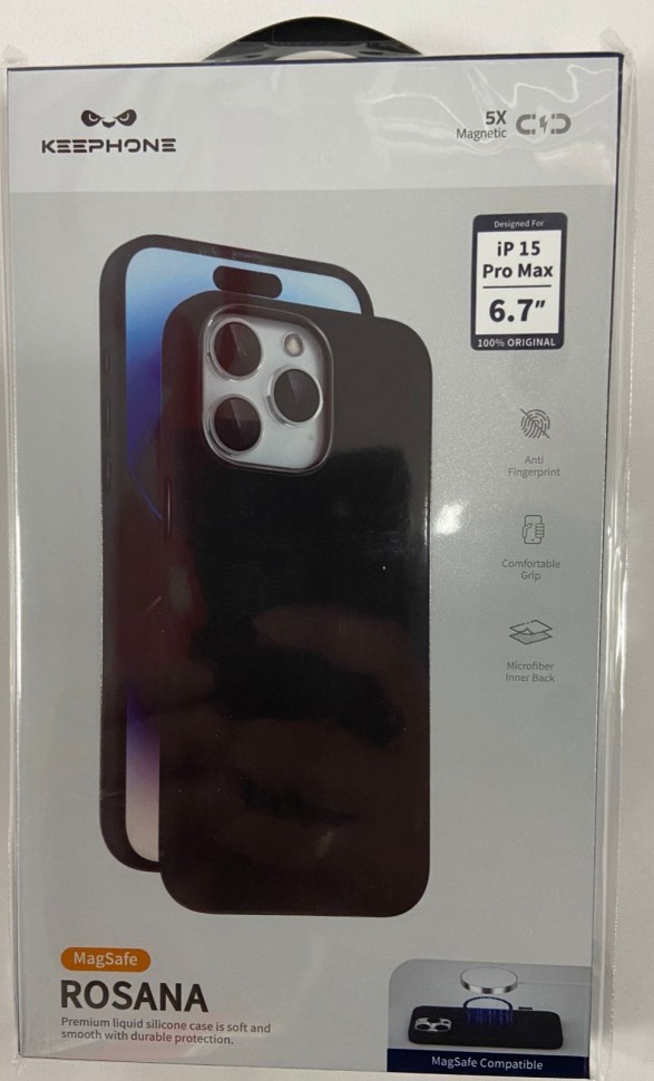 Накладка для i-Phone 15 Pro Max Keephone Rosana Magsafe черный