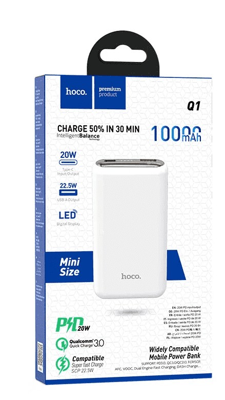 Powerbank Hoco Q1 10000mAh 1USB/1C 3A 20/22.5W белый