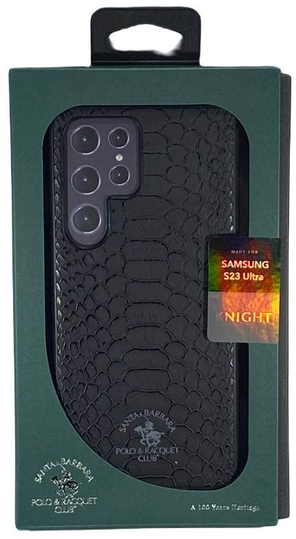 Накладка для Samsung Galaxy S23 Ultra Santa Barbara под кожу чёрная