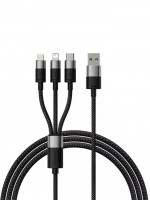 Usb Кабель-зарядка Micro+Lightning+Type-C Baseus StarSpeed 3.5A 0.6м (P10319900111-00) чёрный
