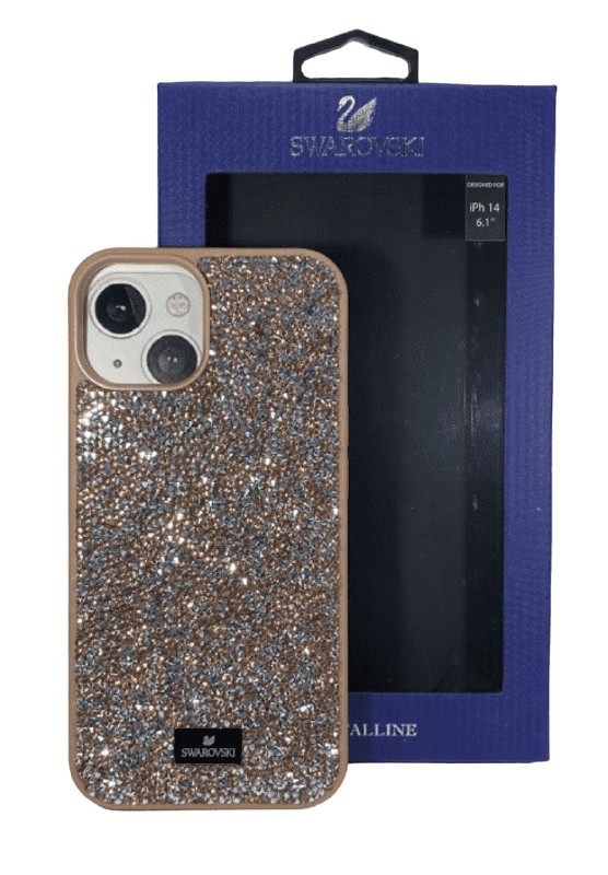 Накладка для i-Phone 14 6.1" Swarovski розовое золото
