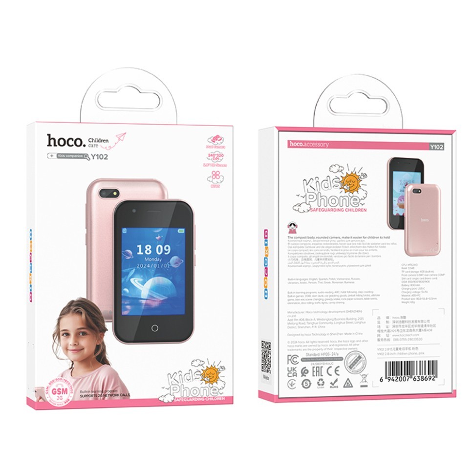 Детский смартфон Hoco Y102 2.8'/800mAh/0.3MP розовый