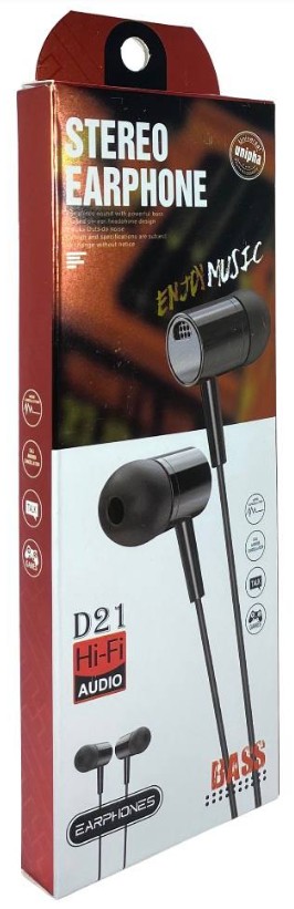 Наушники с микрофоном D21 1.2м черные