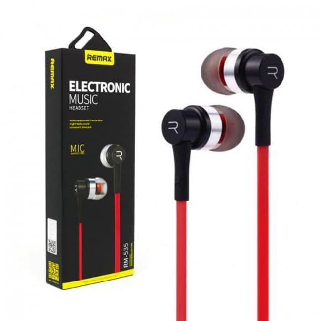 Стереонаушники с микрофоном Remax RM-535 1.2м плоские красные